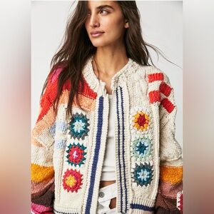 Free People Multicolor Crochet Cardigan